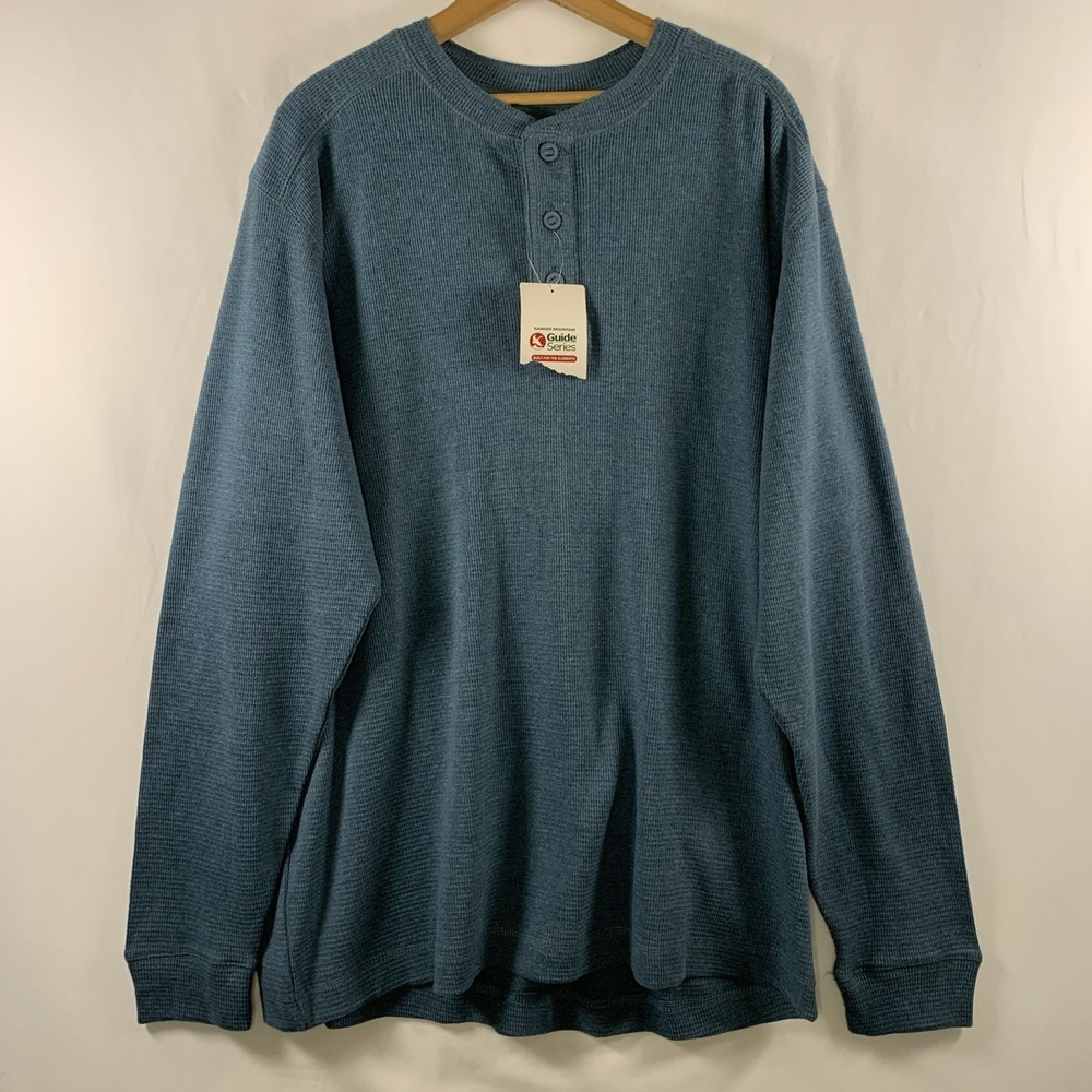 Gander Mountain Mens Waffle Knit Henley Thermal Shirt XL Cotton Outdoors Layer